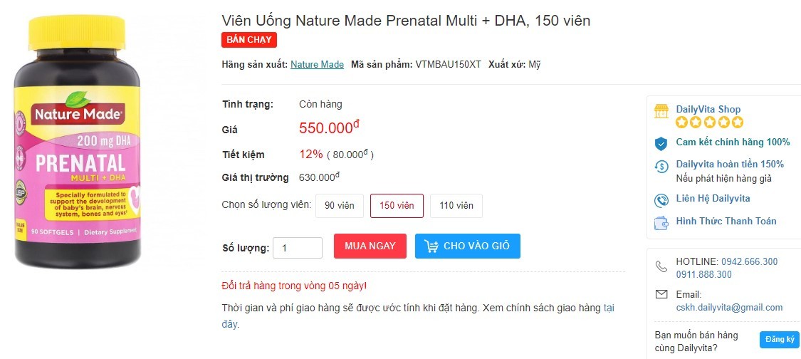 Nature Made Prenatal Multi + DHA, Nature Made Prenatal Multi + DHA có tốt không