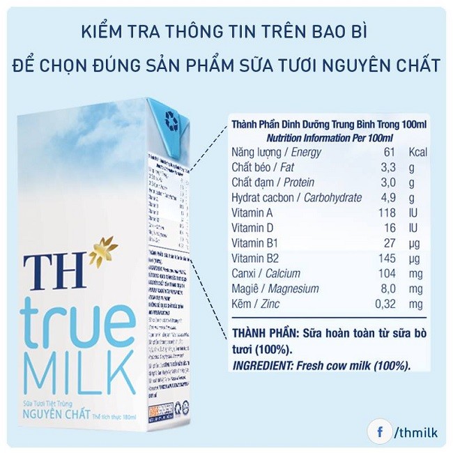 Thành phần chính trong sữa TH True Milk nhiều nguồn dưỡng chất thiết yếu